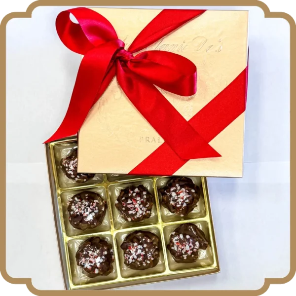 Gold Gift Box with Chocolate Peppermint Crunch Pralines